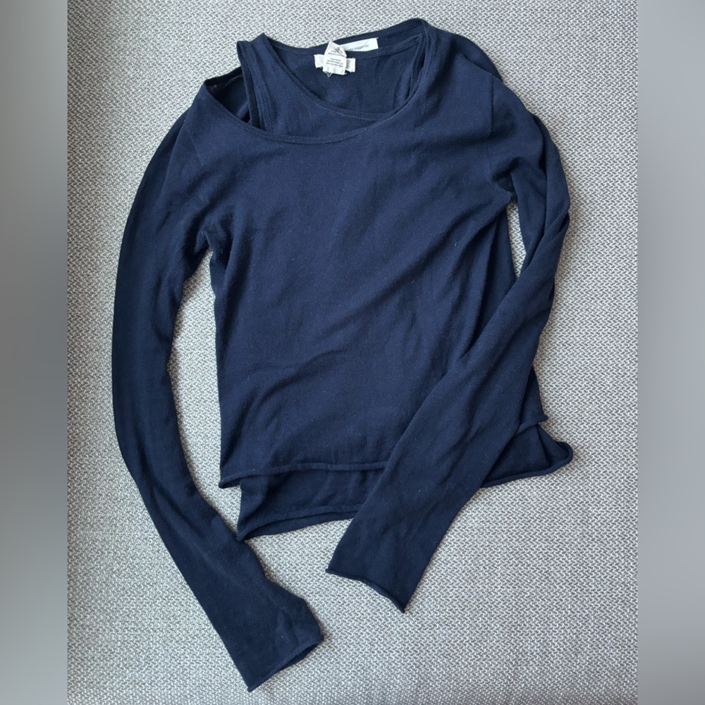 James St Co Asymmetrical Navy Long Sleeve Top